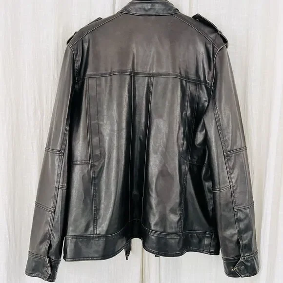 Authentic Levi's Espresso Brown Polyvinyl Thick Rugged Moto Jacket Mens XL Biker